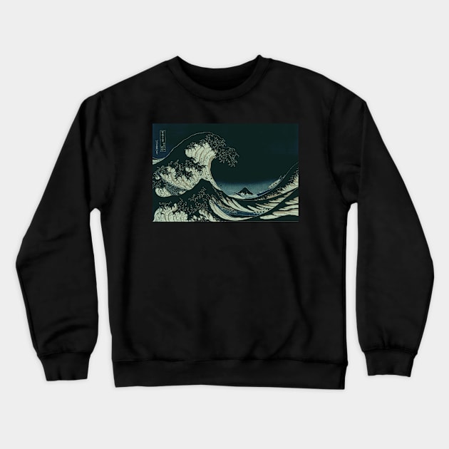 Hokusai Great Wave off Kanagawa at Night Crewneck Sweatshirt by Christine aka stine1